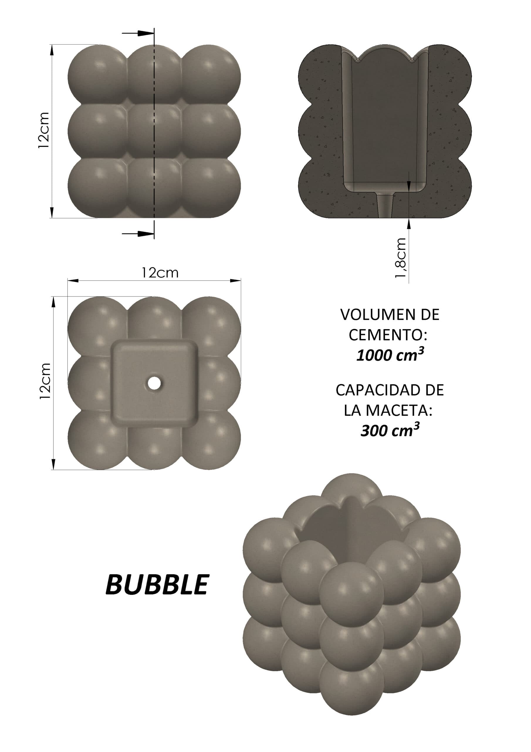 Molde Maceta Bubble