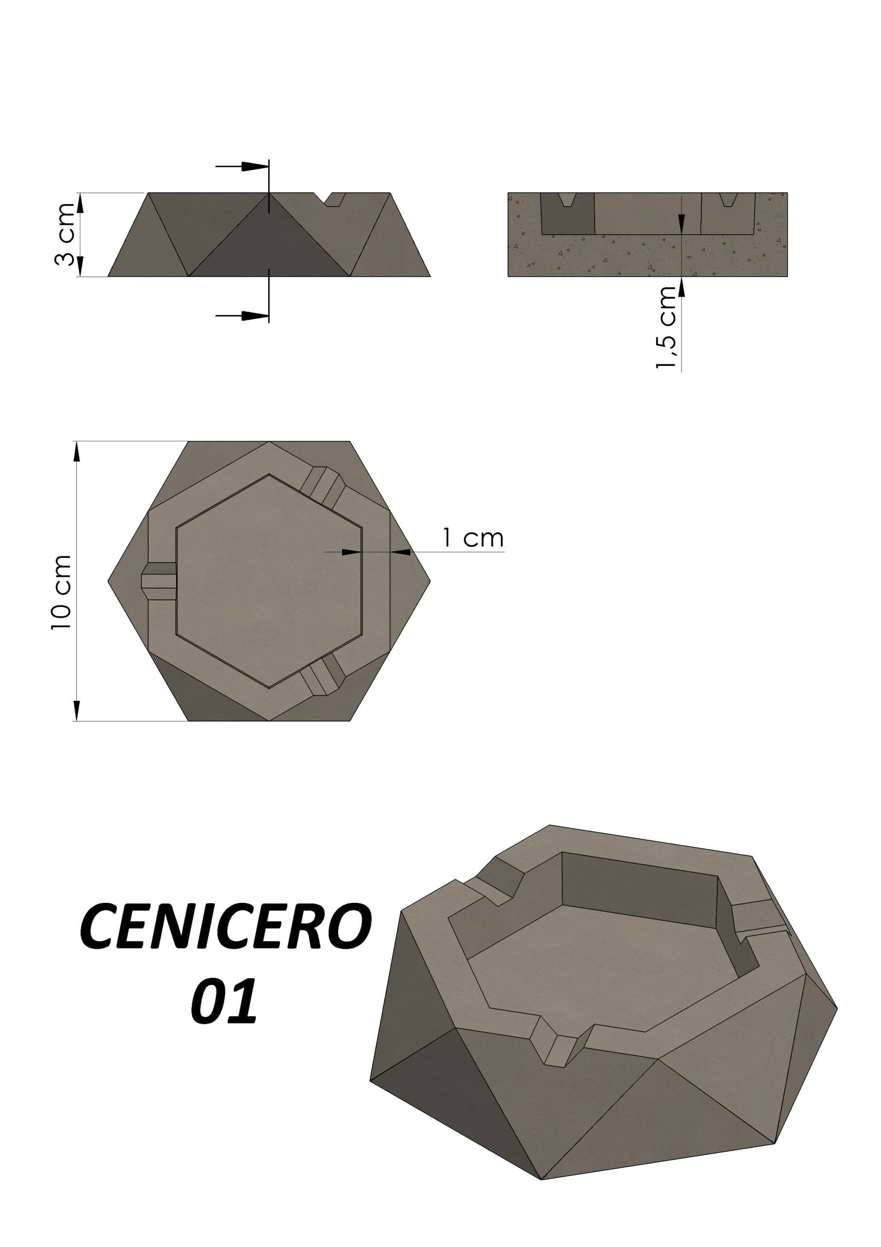 Molde Cenicero Facetado