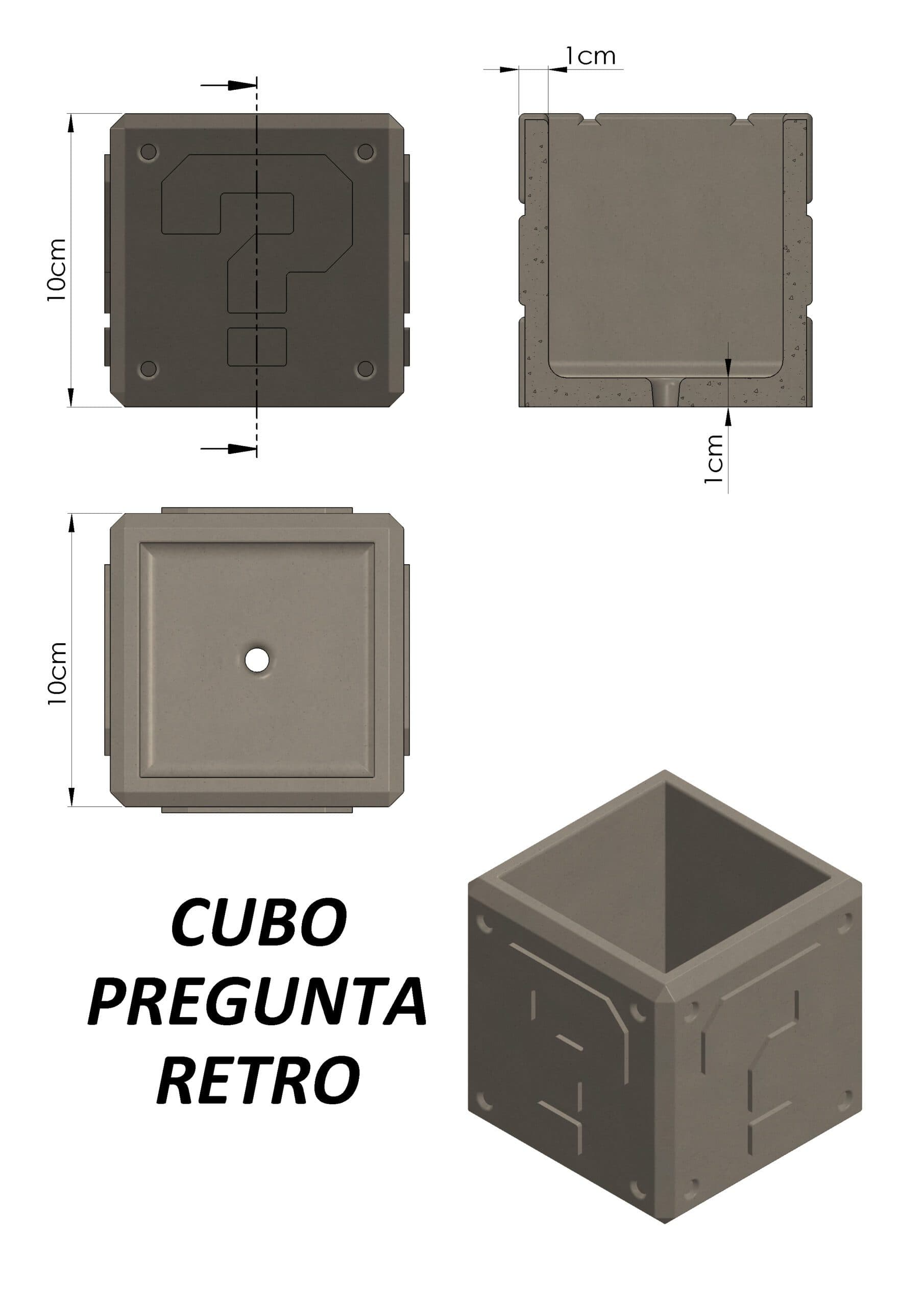 Molde Cubo Incógnita Retro