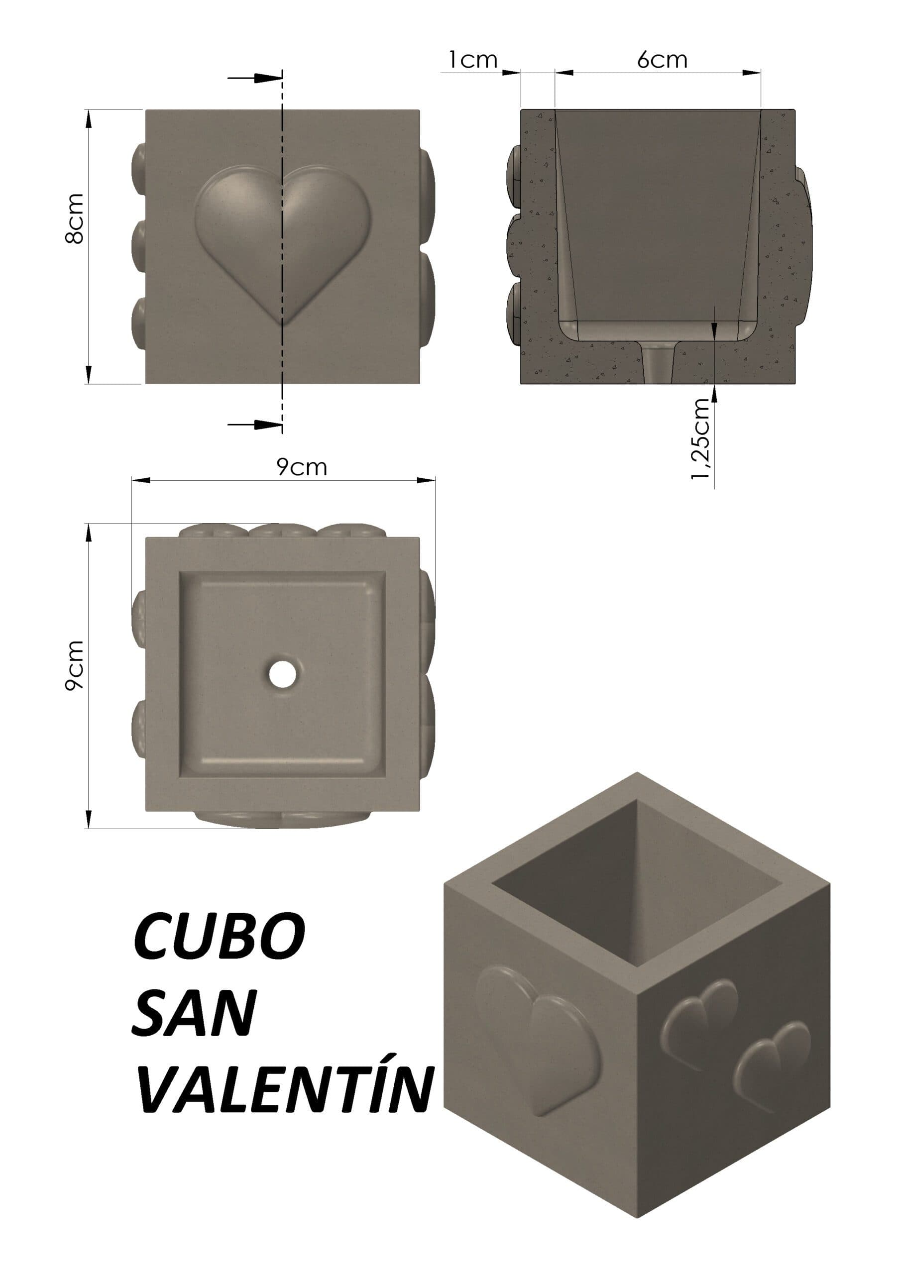 Molde Cubo San Valentín