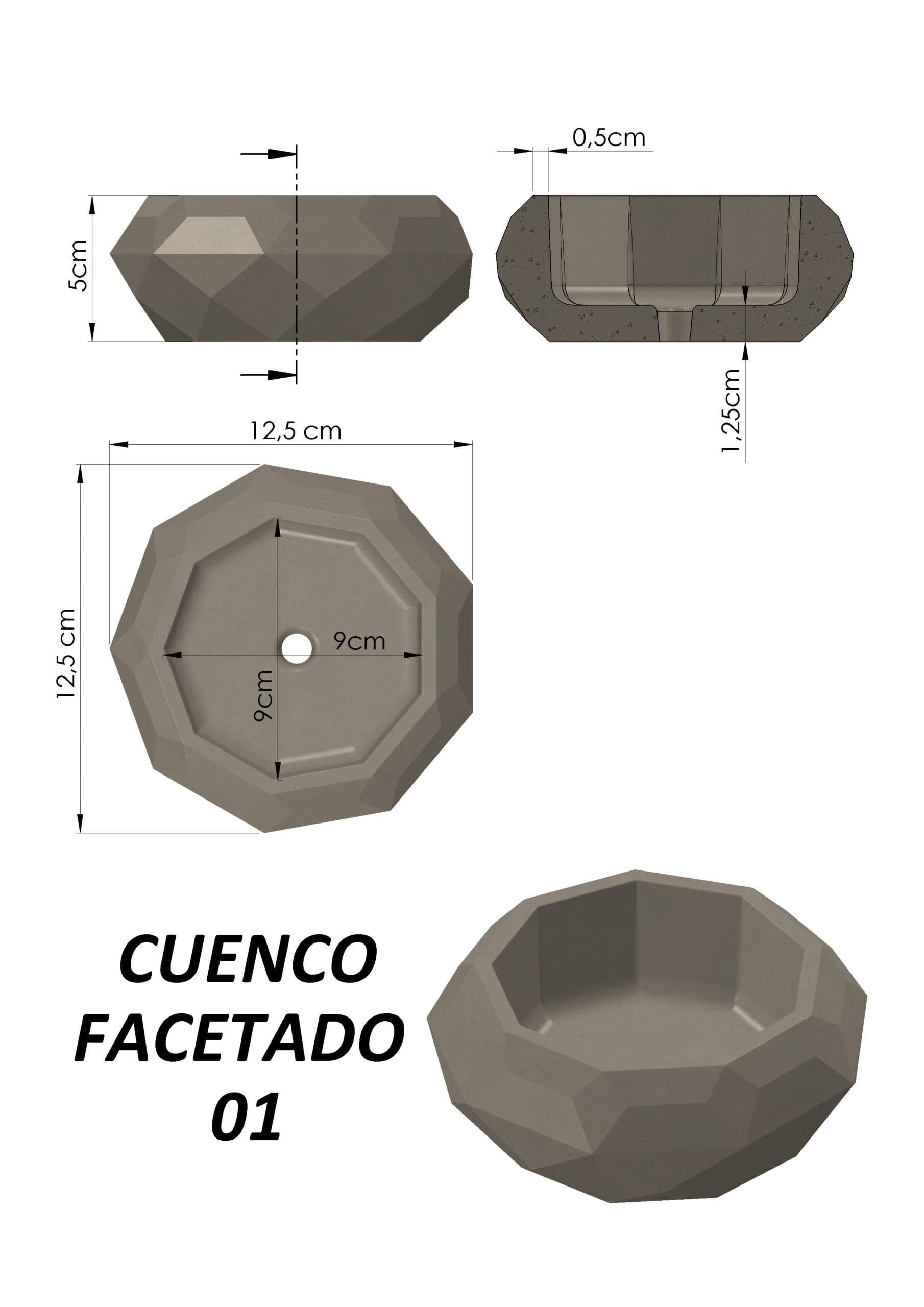 Molde Cuenco Facetado