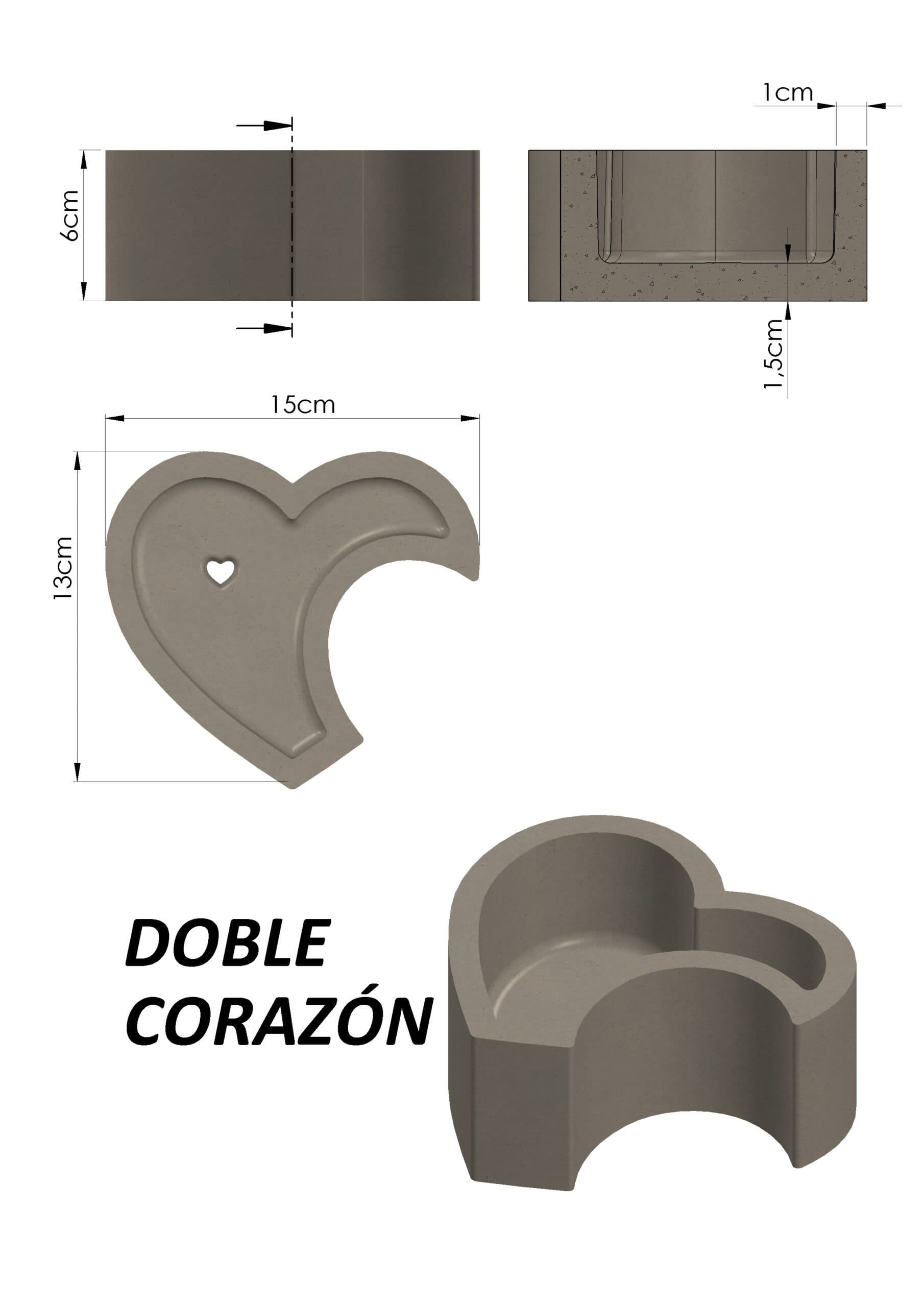 Kit Moldes Doble Corazón + Corazón