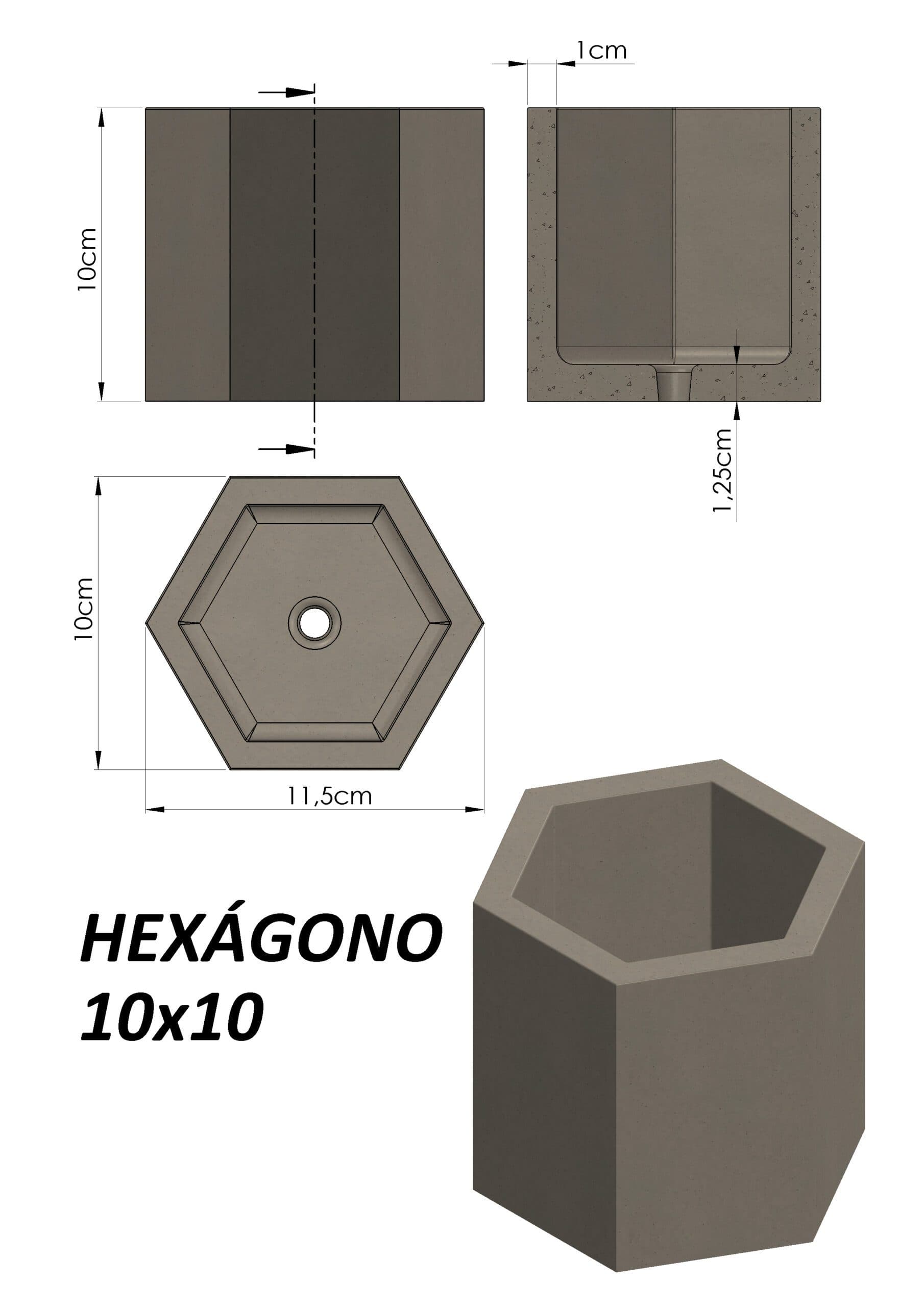 Molde Hexágono de Base 10