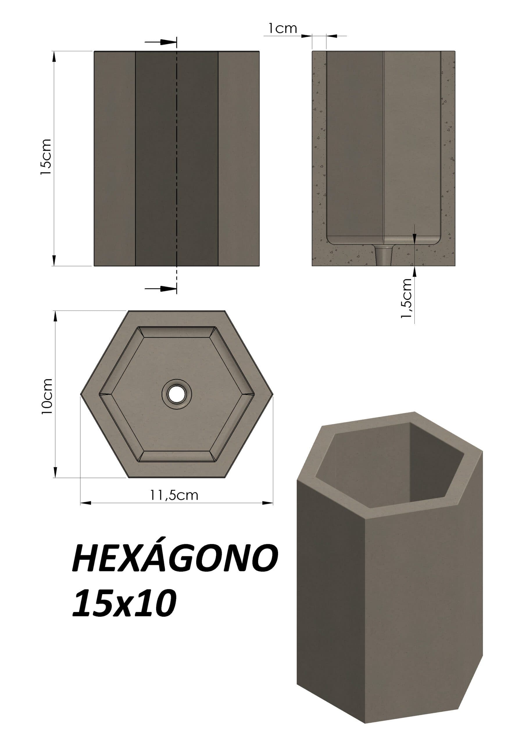 Molde Hexágono de Base 10