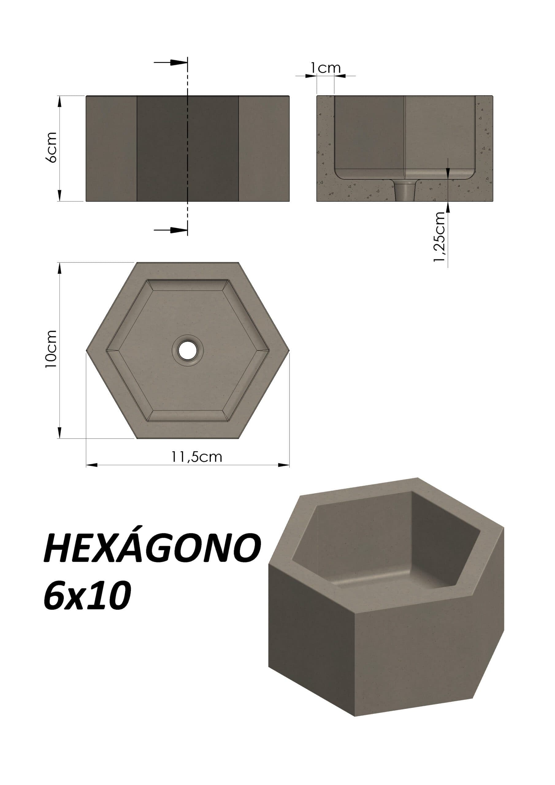 Molde Hexágono de Base 10
