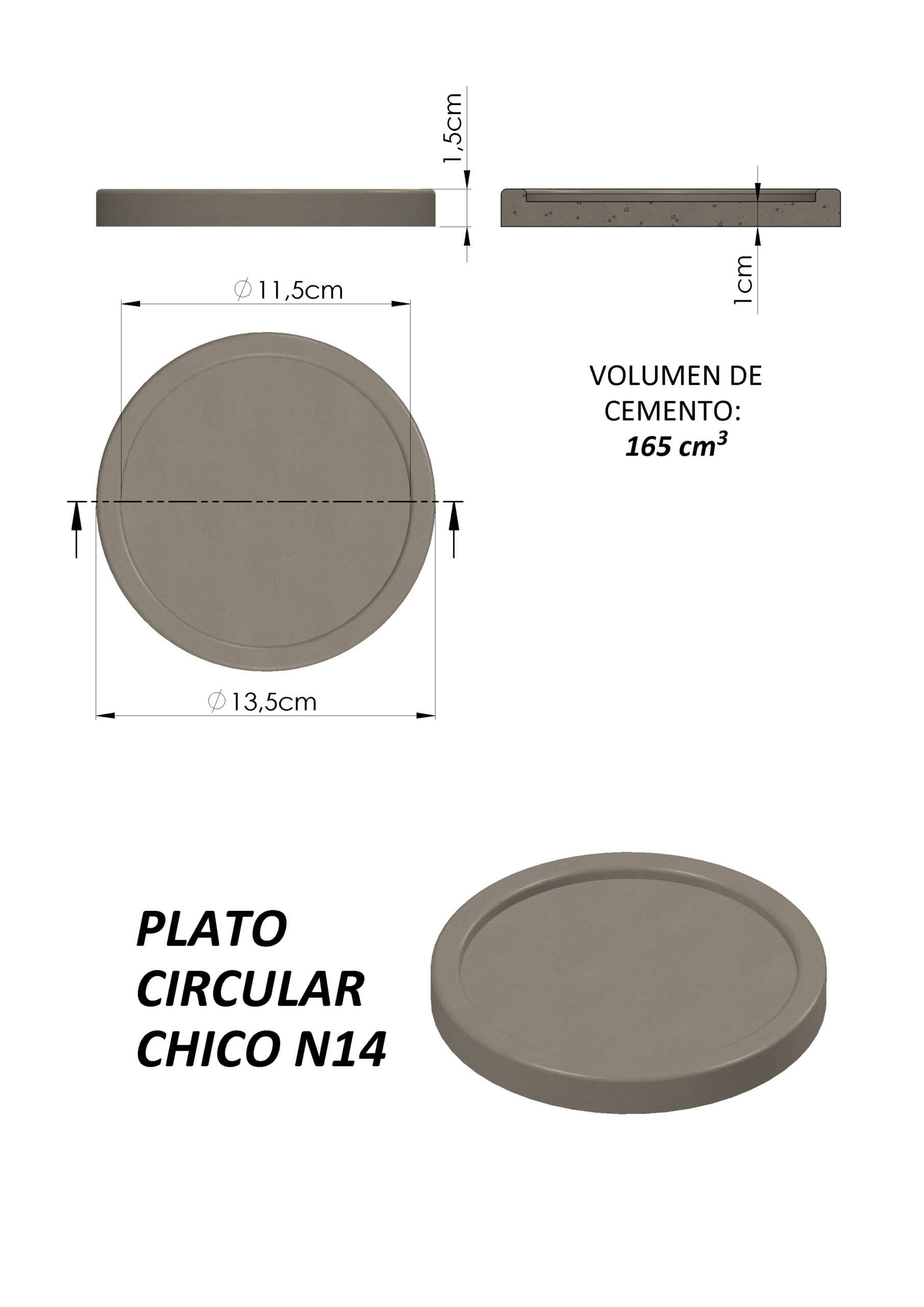Kit Moldes Cilindro + Cuenco + Plato Circular N14