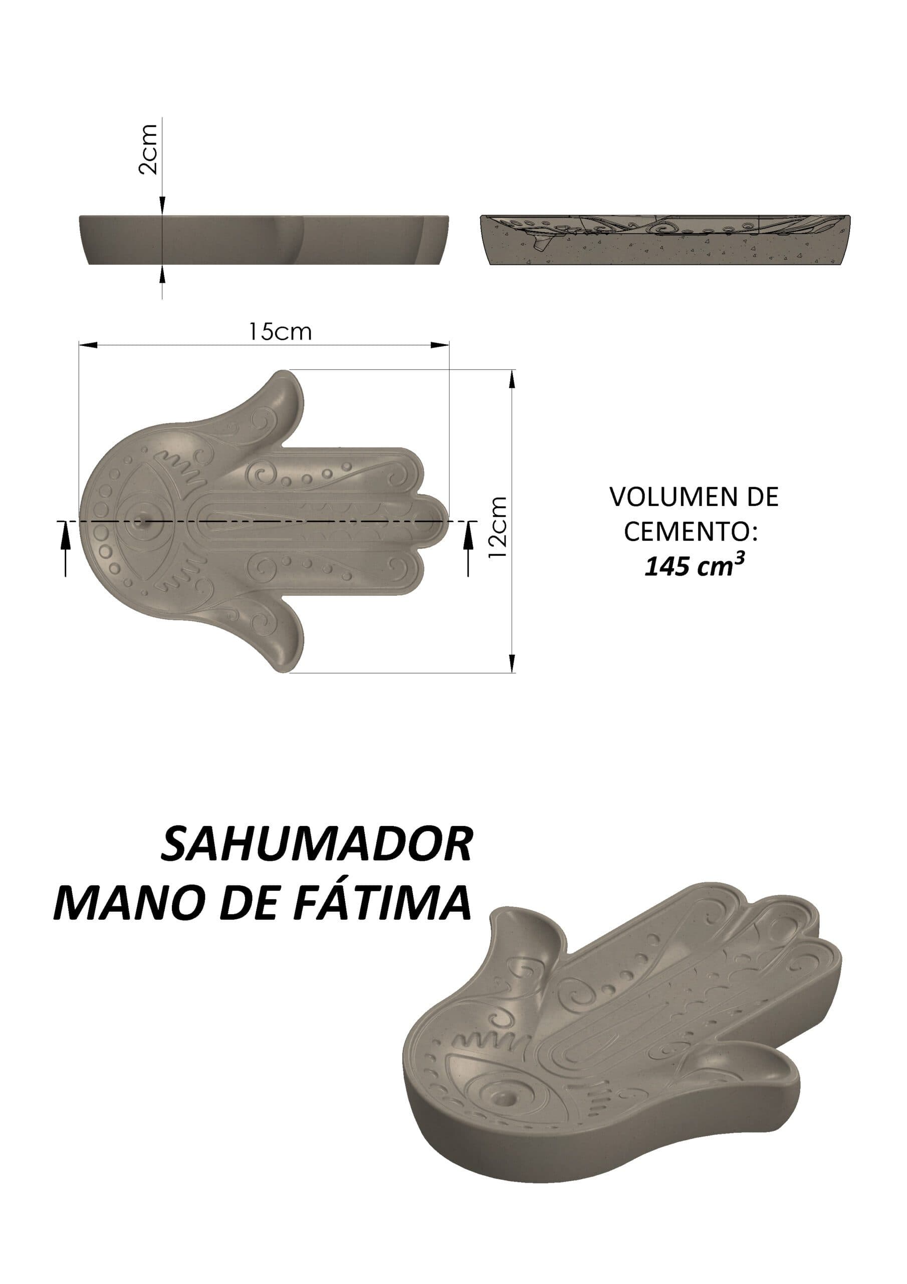 Molde Sahumador Mano de Fátima