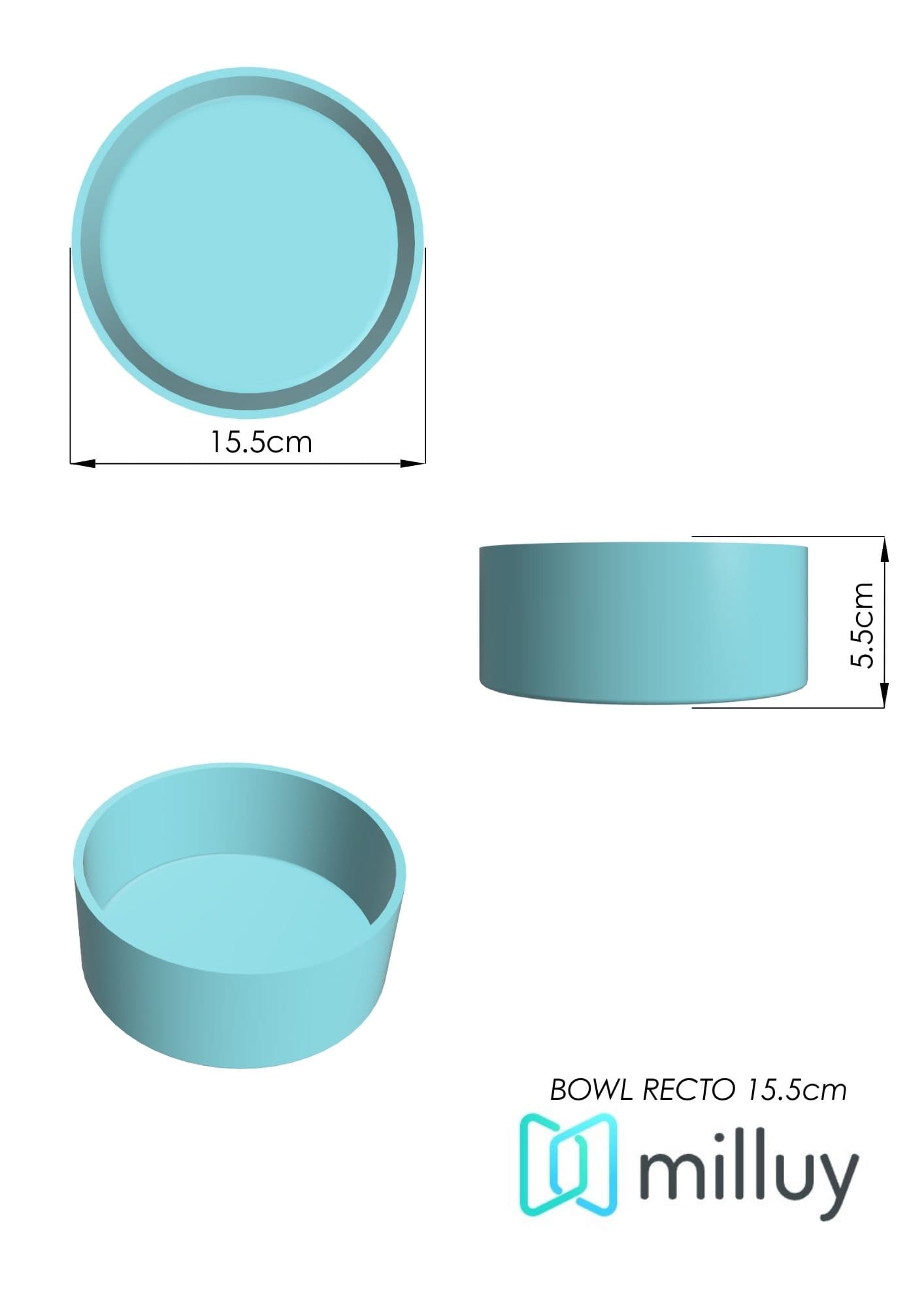Molde de Yeso C-025 Bowl Recto 15,5 cm