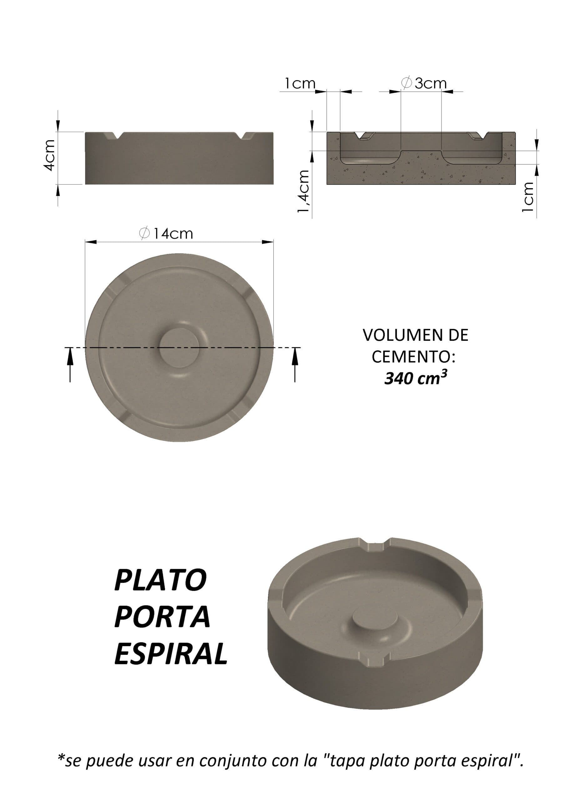 Molde Plato Porta Espiral con Tapa