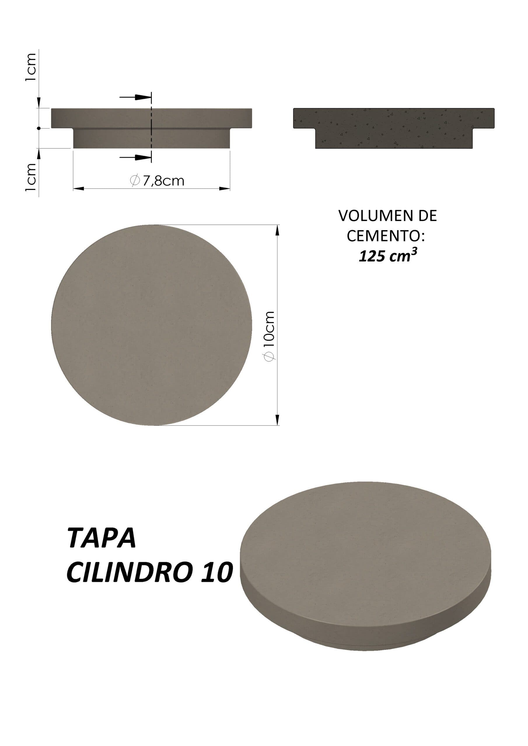 Molde Tapa Cilindro Base 10