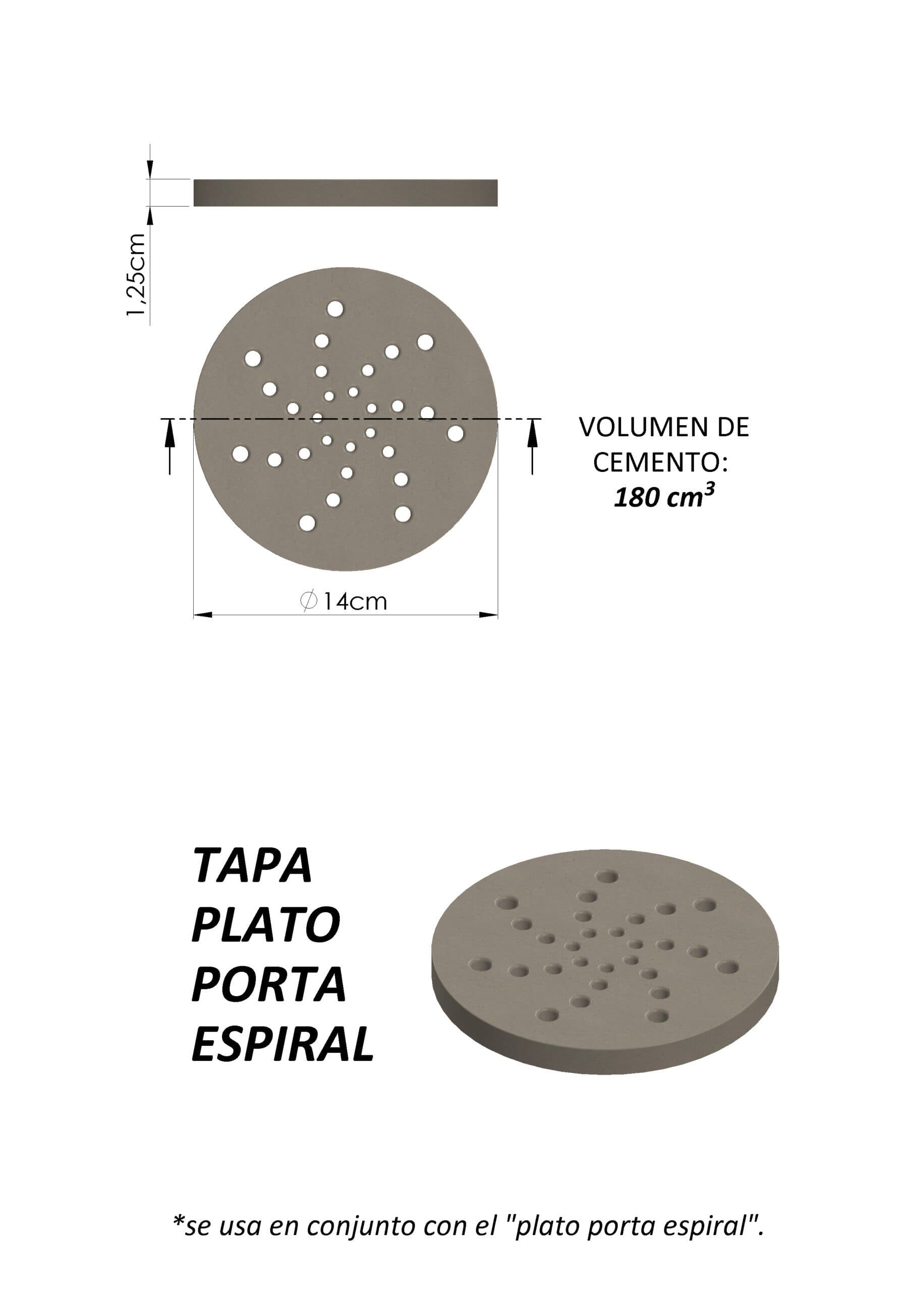 Molde Plato Porta Espiral con Tapa