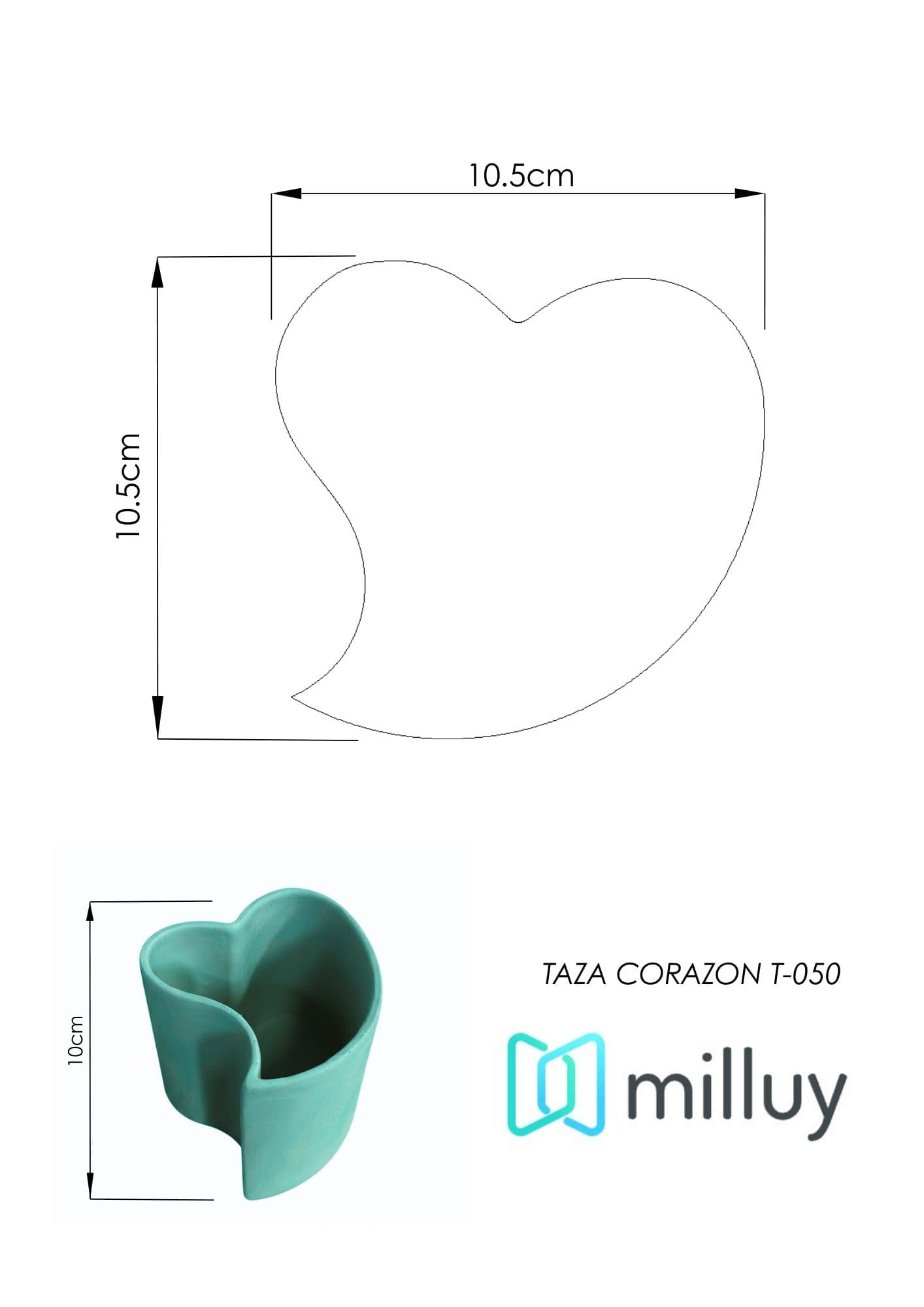 Molde de Yeso T-050 Taza Corazón