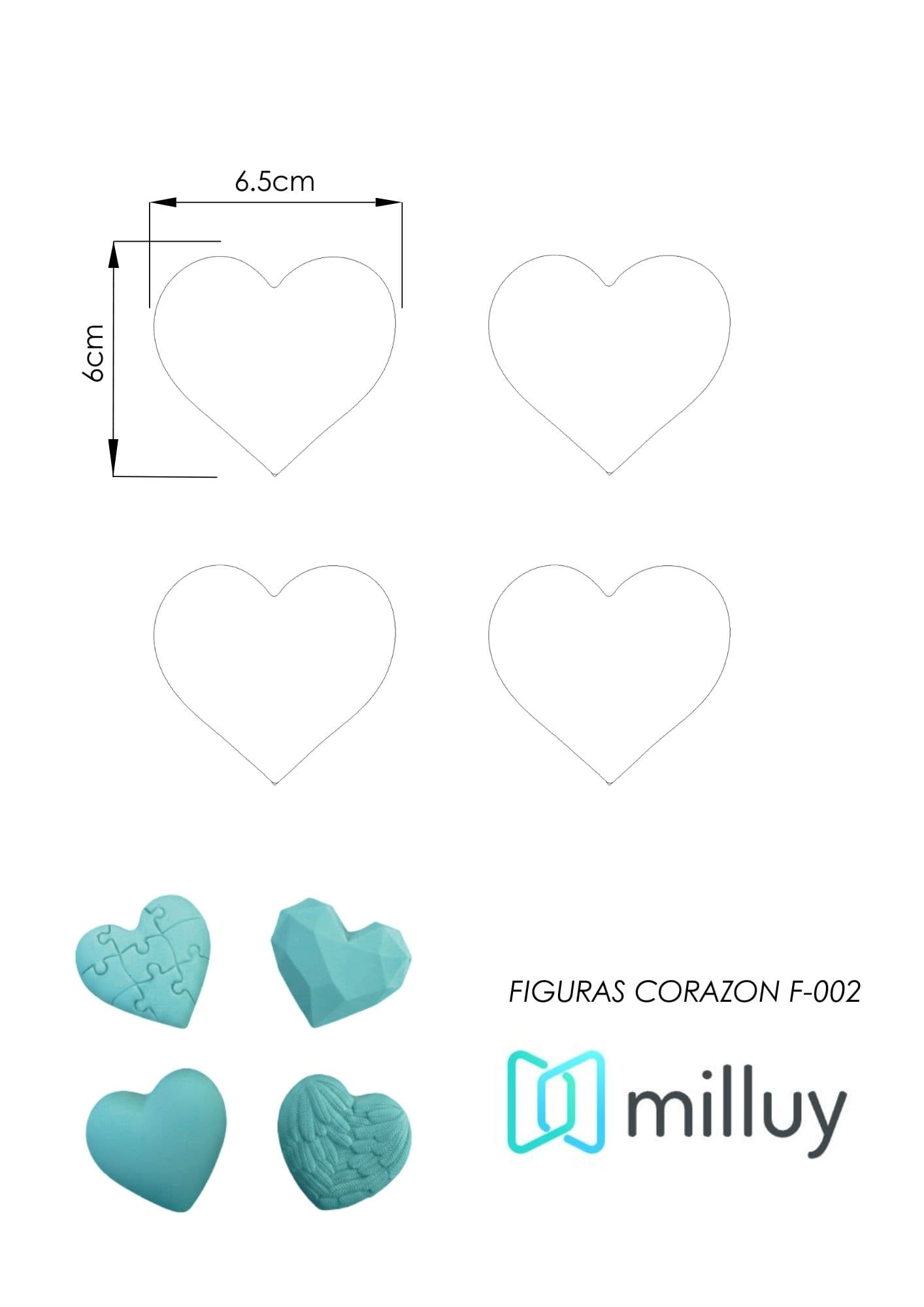 Molde de Yeso F-002 Formas de Corazones