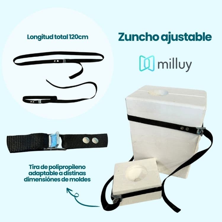 Zuncho Cinta con Hebilla Ajustable 120cm Para Molde de Yeso - Milluy