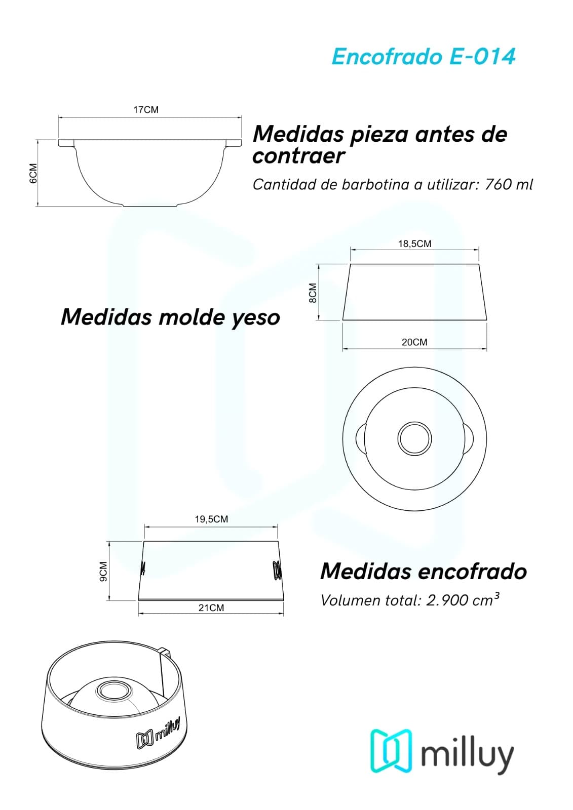 Matriz Para Molde de Yeso E-014 Encofrado Cerámica