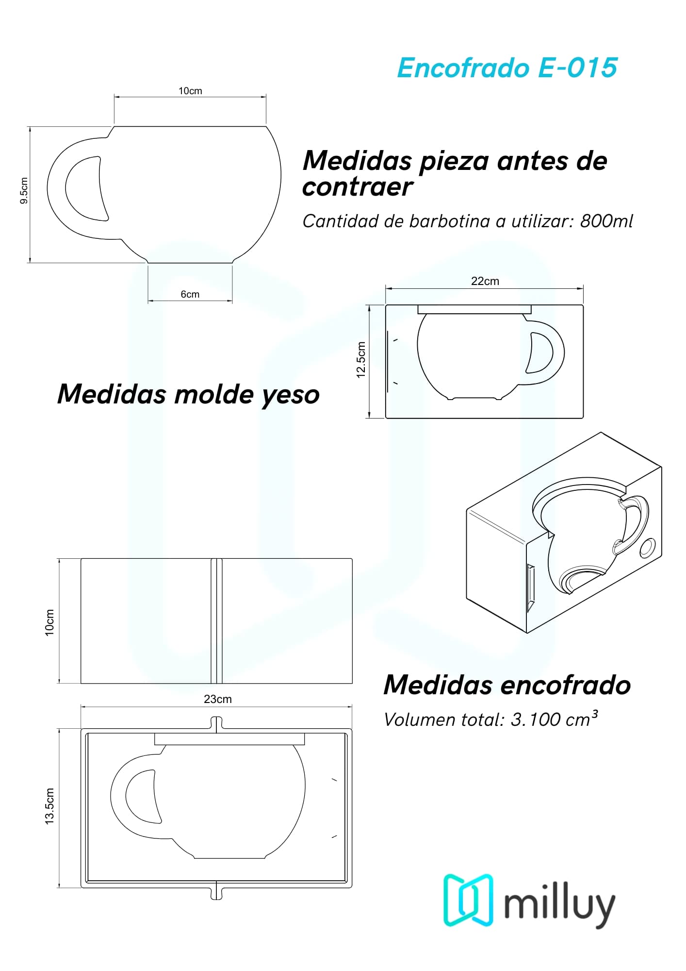 Matriz Para Molde de Yeso E-015 Encofrado Cerámica