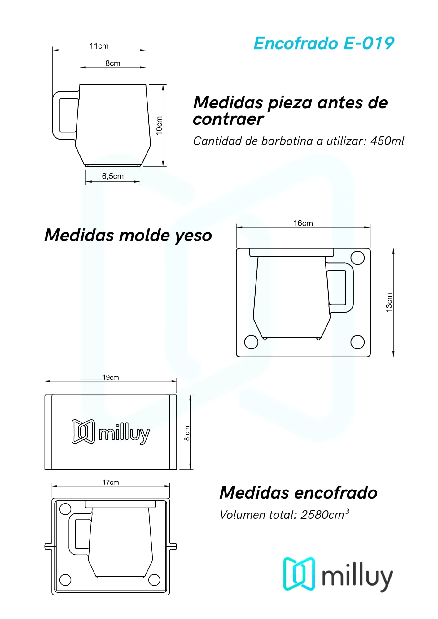 Matriz Para Molde de Yeso E-019 Encofrado Cerámica