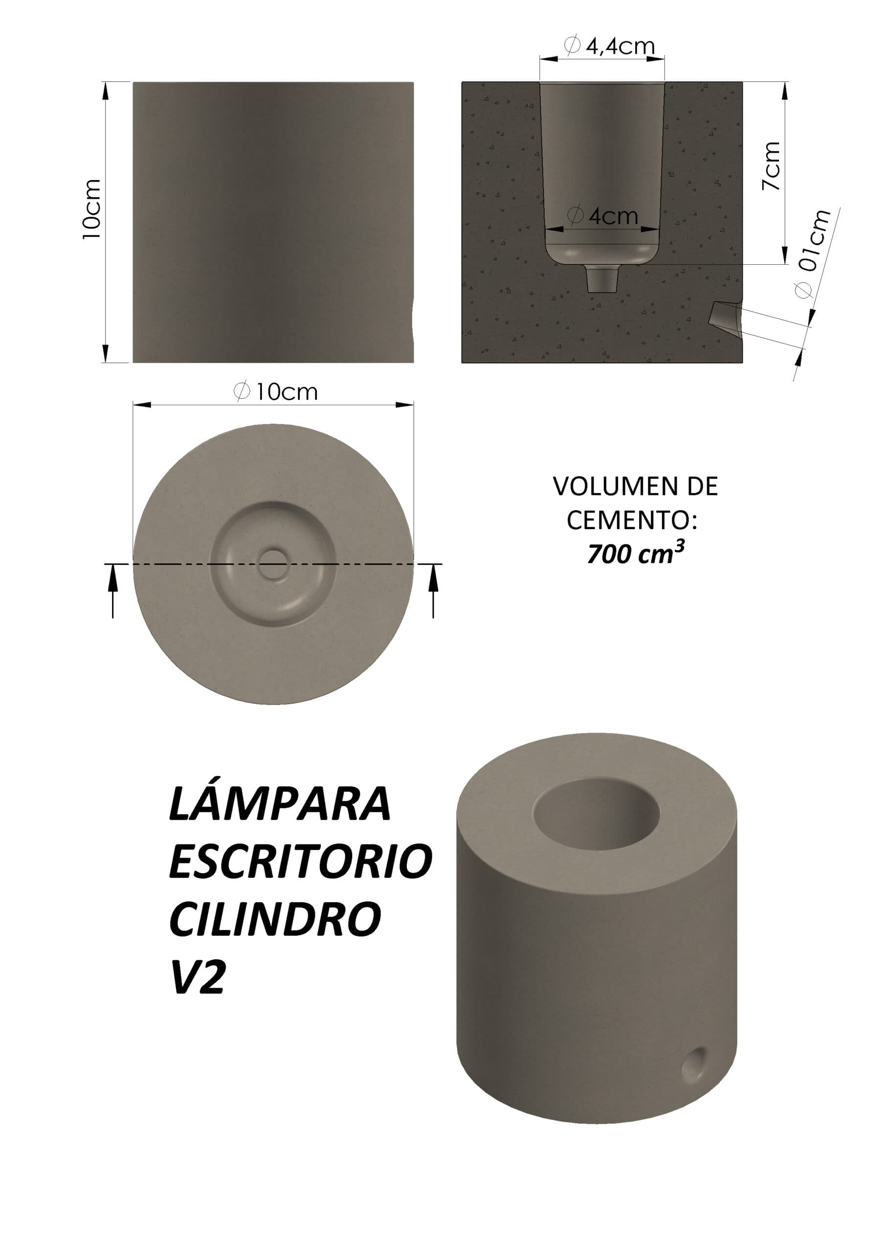 Molde Lámpara Cilíndrica
